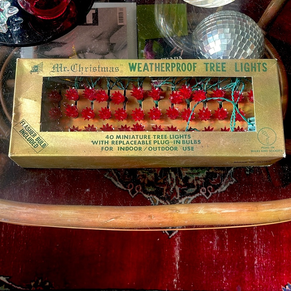 1960s vintage red flower string lights